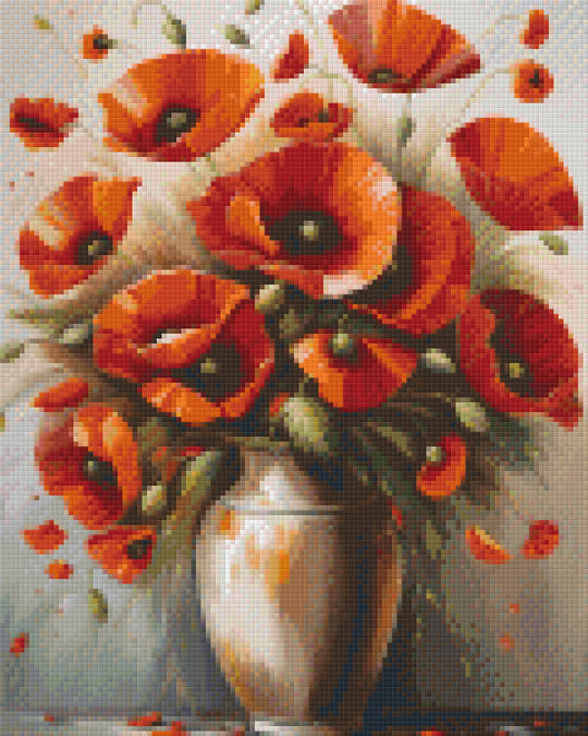 Vase Of Red Poppies [9] Baseplate Pixelhobby Mini Mosaic Art Kit